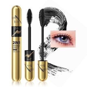Black Mascara Waterproof & Long-Lasting 2 in 1 Double Effect Cool Black NEW